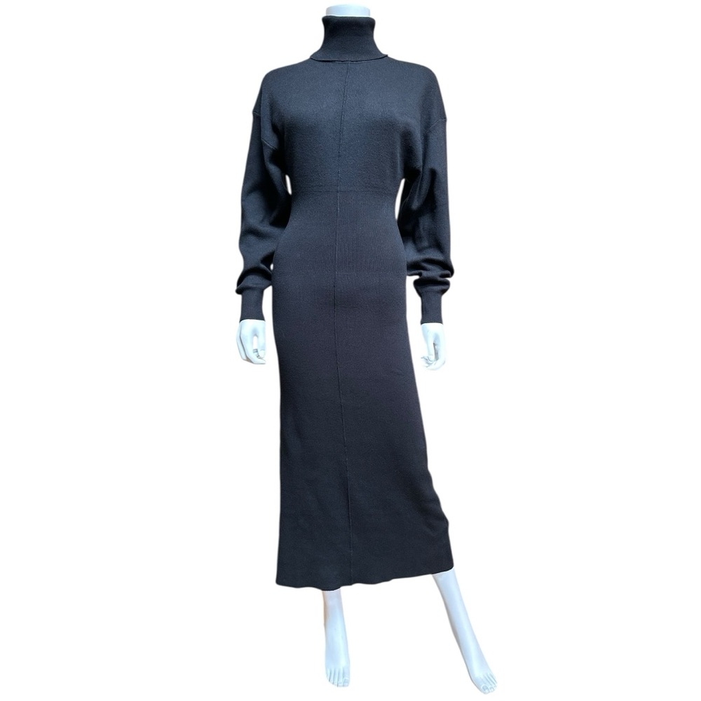 Zara Black Knit Turtleneck Midi Dress, NWOT, S - Picture 5 of 16
